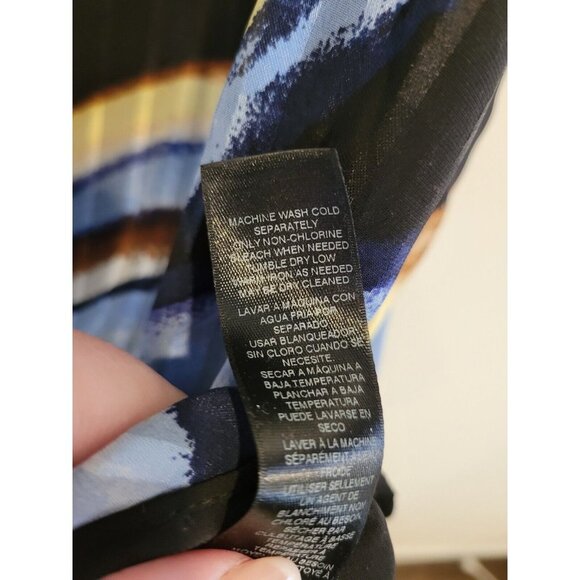 WHBM Multicolored Mock Neck Tank Top Blouse Sleeveless Black Large Relaxed Flowy - Picture 7 of 8